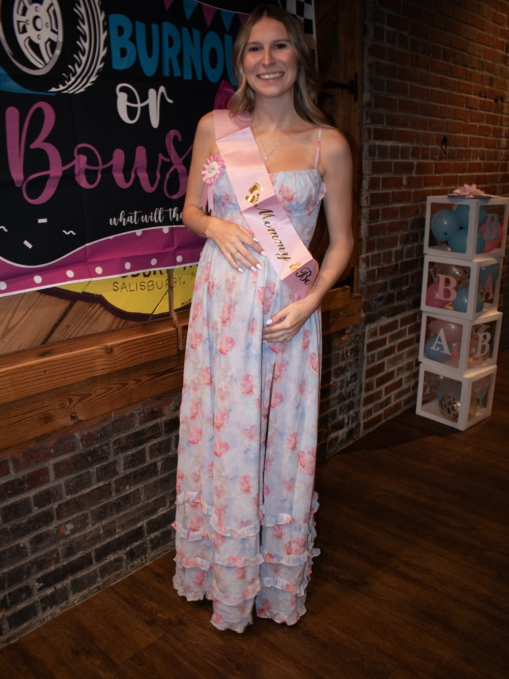 Fashion Nova Pastel Floral Maxi Dress in Light Blue and Pink